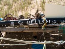 Beach art on two coasts