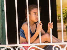 Girl watching passers-by